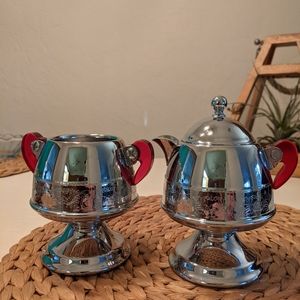 Chrome/Bakelite Art Nouveau/Deco Creamer & Sugar